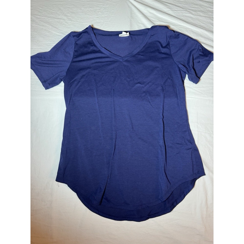 Women's Blue Short Sleeve V-Neck Tunic Lularoe Size Medium